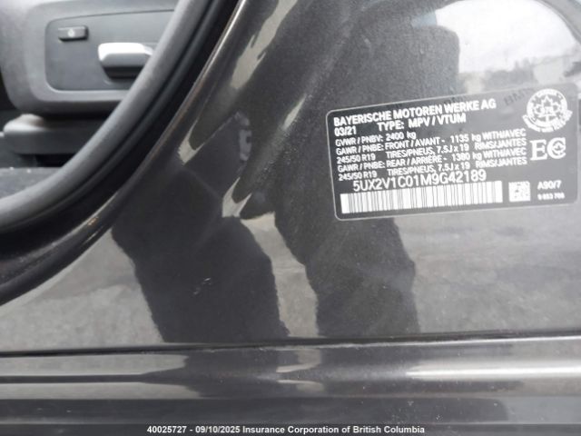 2021 BMW X4 | VIN: 5UX2V1C01M9G42189
