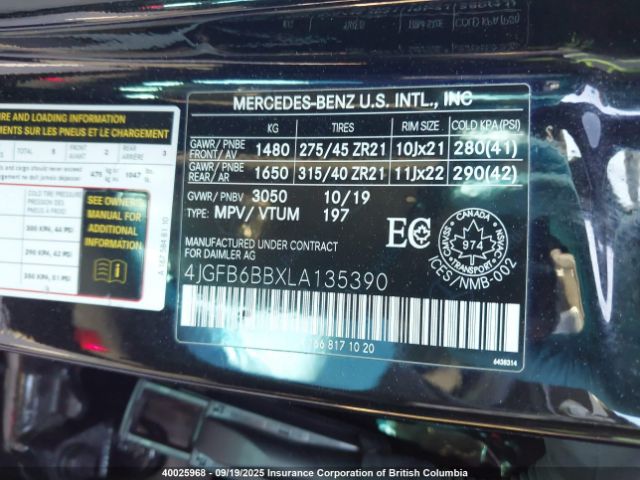 2020 MERCEDES-BENZ GLE AMG 53 4MATIC | VIN: 4JGFB6BBXLA135390