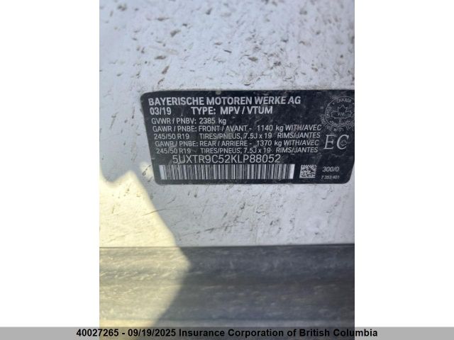 2019 BMW X3 | VIN: 5UXTR9C52KLP88052