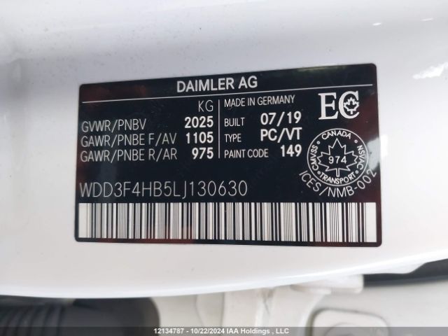2020 MERCEDES-BENZ A-CLASS | VIN: WDD3F4HB5LJ130630
