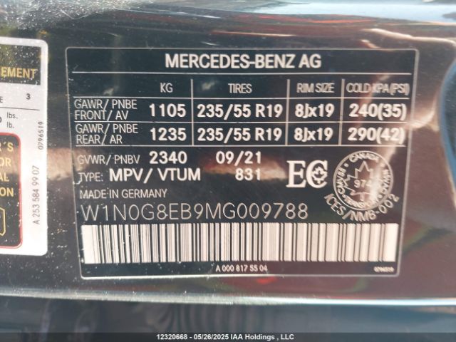 2021 MERCEDES-BENZ GLC 300 4MATIC | VIN: W1N0G8EB9MG009788