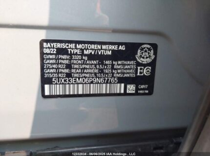 2023 BMW X7 M60I | VIN: 5UX33EM06P9N67765