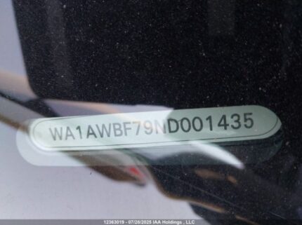 2022 AUDI SQ7 4.0T | VIN: WA1AWBF79ND001435