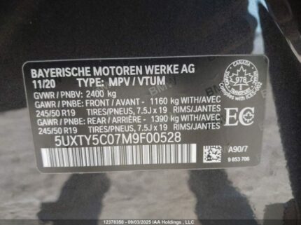 2021 BMW X3 XDRIVE30I | VIN: 5UXTY5C07M9F00528