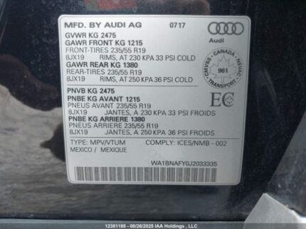 2018 AUDI Q5 PREMIUM PLUS | VIN: WA1BNAFY0J2033335