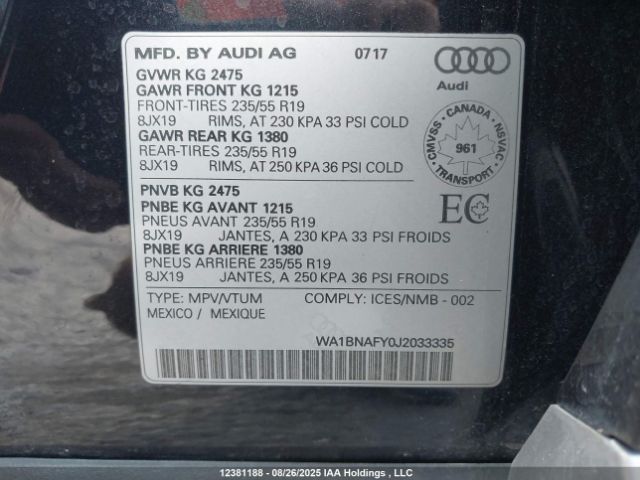 2018 AUDI Q5 PREMIUM PLUS | VIN: WA1BNAFY0J2033335