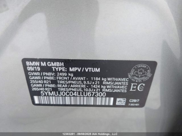 2020 BMW X4 M COMPETITION | VIN: 5YMUJ0C04LLU67300