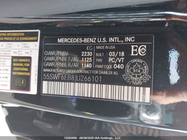2018 MERCEDES-BENZ AMG C 43 4MATIC | VIN: 55SWF6EB8JU266101
