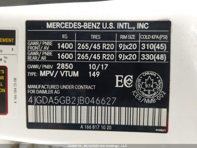 2018 MERCEDES-BENZ GLE 400 4MATIC | VIN: 4JGDA5GB2JB046627