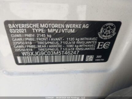 2021 BMW X1 XDRIVE28I/XDRIVE28I ESSENTIAL | VIN: WBXJG9C03M5T46247