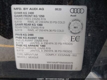 2021 AUDI Q5 PREMIUM | VIN: WA1AAAFY5M2002075