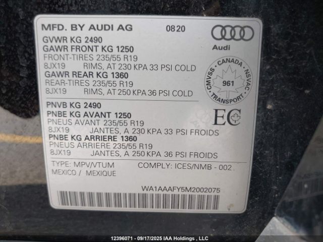 2021 AUDI Q5 PREMIUM | VIN: WA1AAAFY5M2002075
