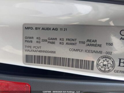 2022 AUDI A4 PRESTIGE 45 | VIN: WAUFAAF46NN004956