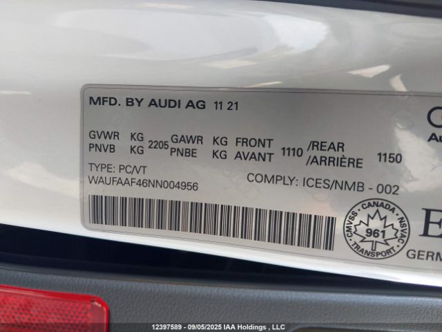 2022 AUDI A4 PRESTIGE 45 | VIN: WAUFAAF46NN004956