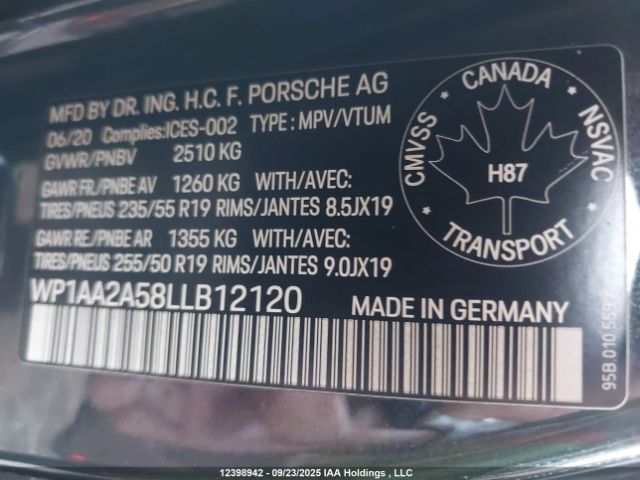 2020 PORSCHE MACAN | VIN: WP1AA2A58LLB12120