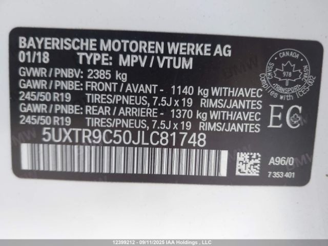 2018 BMW X3 XDRIVE30I | VIN: 5UXTR9C50JLC81748