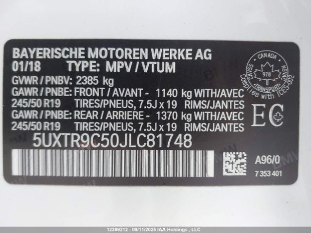 2018 BMW X3 XDRIVE30I | VIN: 5UXTR9C50JLC81748