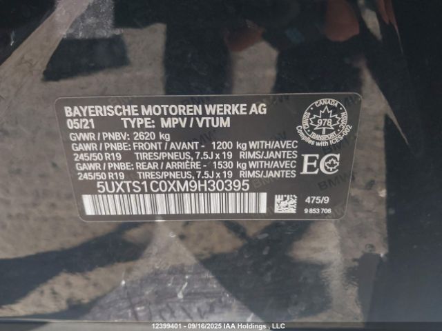 2021 BMW X3 XDRIVE30E | VIN: 5UXTS1C0XM9H30395