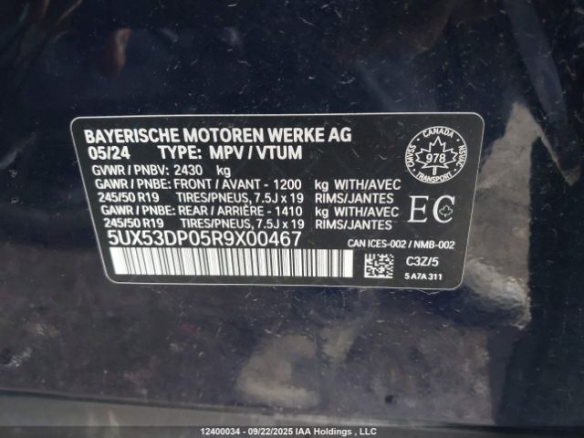 2024 BMW X3 3.0I | VIN: 5UX53DP05R9X00467