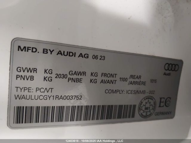 2024 AUDI A3 | VIN: WAULUCGY1RA003752