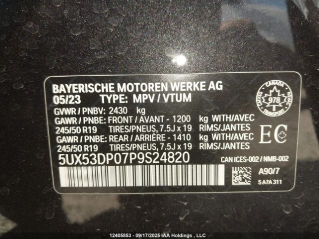 2023 BMW X3 XDRIVE30I | VIN: 5UX53DP07P9S24820