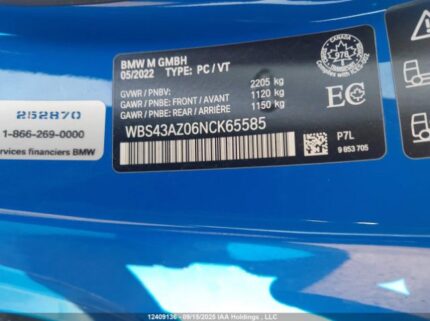 2022 BMW M4 COMPETITION | VIN: WBS43AZ06NCK65585