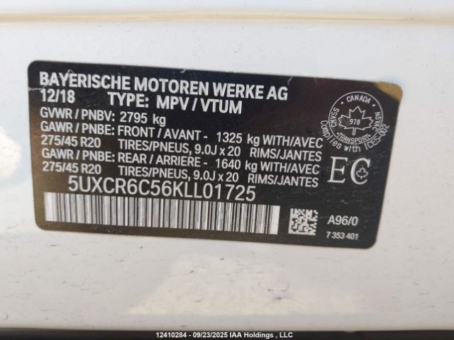 2019 BMW X5 XDRIVE40I | VIN: 5UXCR6C56KLL01725
