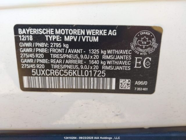 2019 BMW X5 XDRIVE40I | VIN: 5UXCR6C56KLL01725