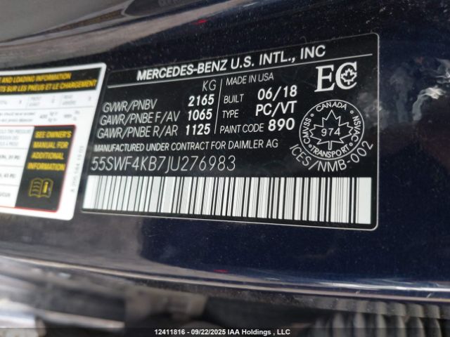 2018 MERCEDES-BENZ C 300 4MATIC | VIN: 55SWF4KB7JU276983