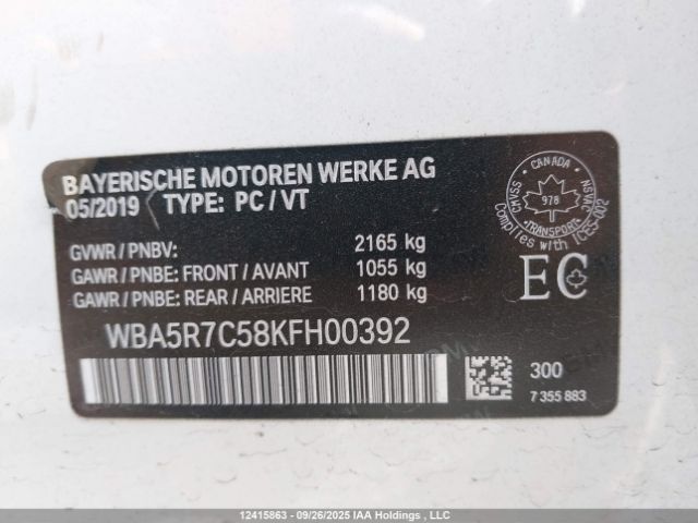 2019 BMW 330I XDRIVE | VIN: WBA5R7C58KFH00392