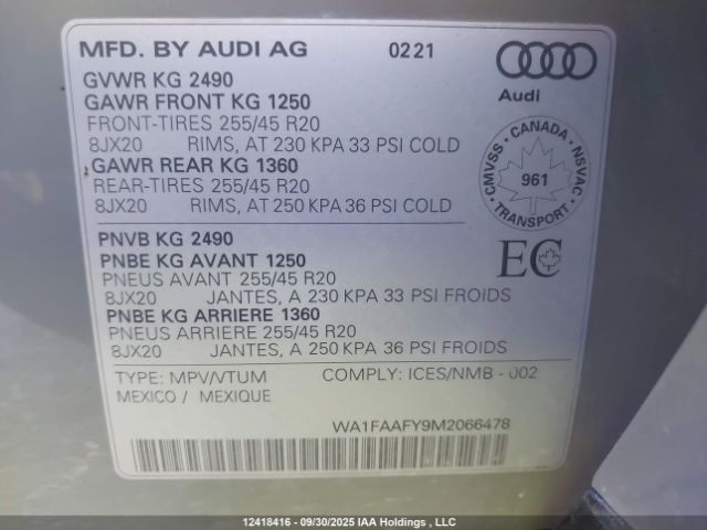 2021 AUDI Q5 | VIN: WA1FAAFY9M2066478