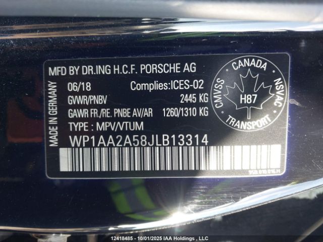 2018 PORSCHE MACAN SPORT EDITION | VIN: WP1AA2A58JLB13314