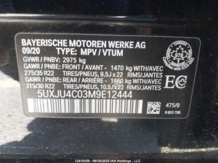 2021 BMW X5 M50I | VIN: 5UXJU4C03M9E12444