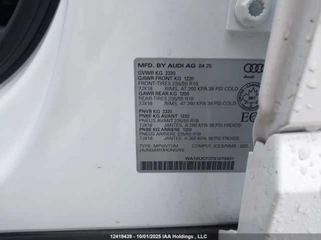 2025 AUDI Q3 PREMIUM 40 | VIN: WA1AUCF37S1079931