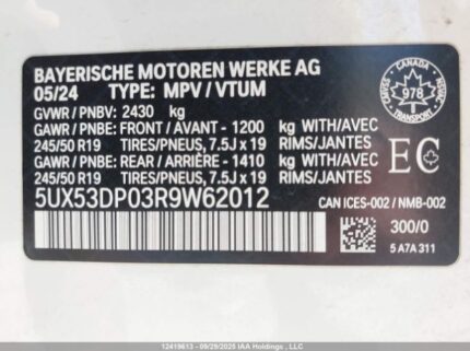 2024 BMW X3 XDRIVE30I | VIN: 5UX53DP03R9W62012