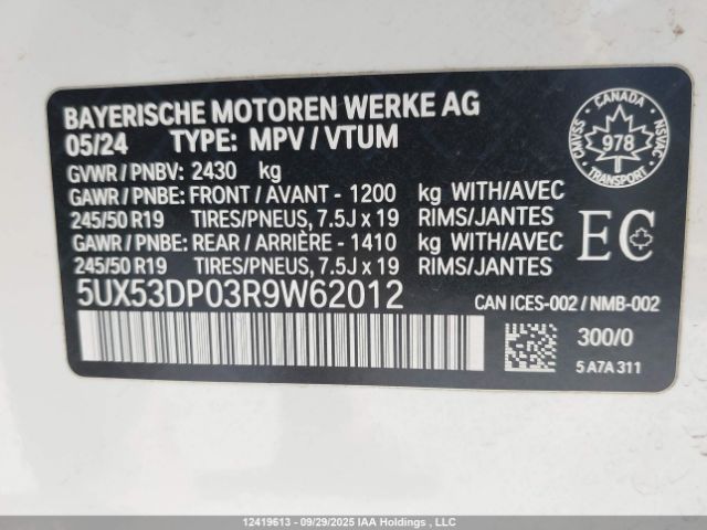 2024 BMW X3 XDRIVE30I | VIN: 5UX53DP03R9W62012