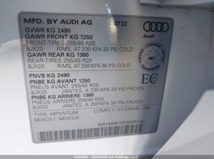 2023 AUDI Q5 SPORTBACK PREMIUM 45 | VIN: WA14AAFY2P2003718