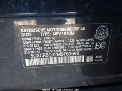 2021 BMW X5 XDRIVE40I | VIN: 5UXCR6C02M9F63698