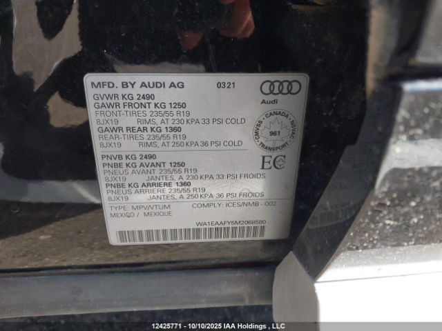 2021 AUDI Q5 | VIN: WA1EAAFY5M2068580