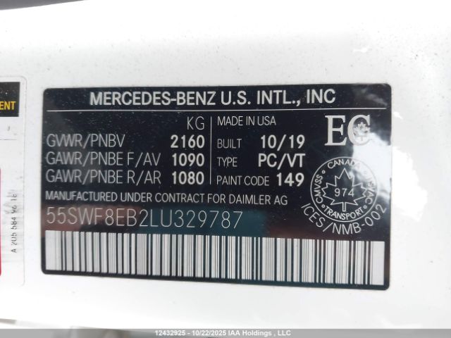 2020 MERCEDES-BENZ C | VIN: 55SWF8EB2LU329787