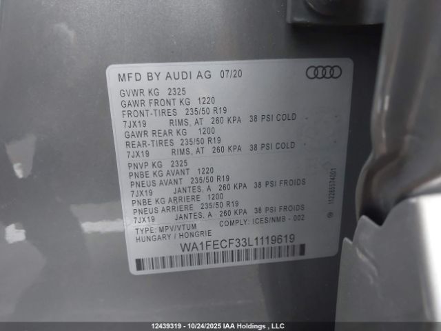 2020 AUDI Q3 | VIN: WA1FECF33L1119619