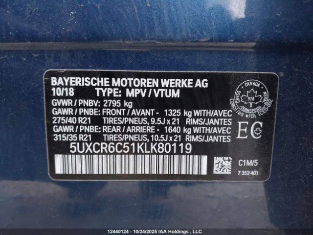 2019 BMW X5 | VIN: 5UXCR6C51KLK80119