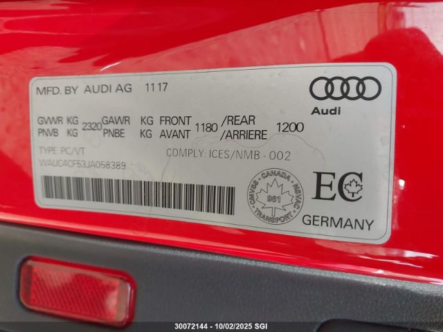 2018 AUDI S5 PRESTIGE | VIN: WAUC4CF53JA058389