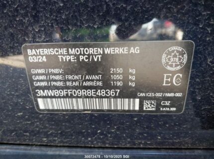 2024 BMW 330XI | VIN: 3MW89FF09R8E48367