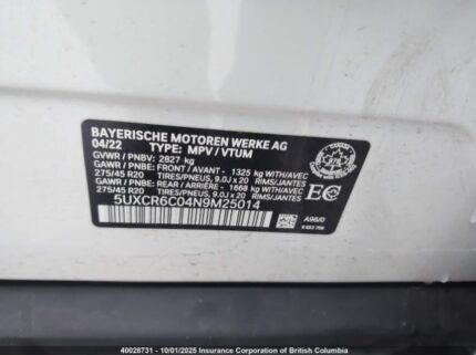 2022 BMW X5 | VIN: 5UXCR6C04N9M25014