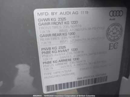 2020 AUDI Q3 | VIN: WA1FECF30L1047858