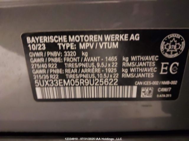 5UX33EM05R9U25622 2024 BMW X7