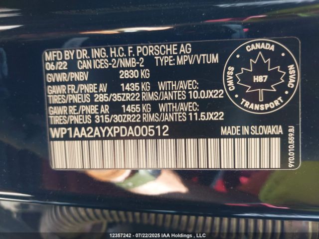 WP1AA2AYXPDA00512 2023 PORSCHE CAYENNE