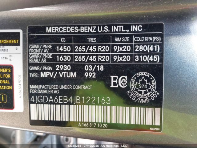 4JGDA6EB4JB122163 2018 MERCEDES-BENZ AMG