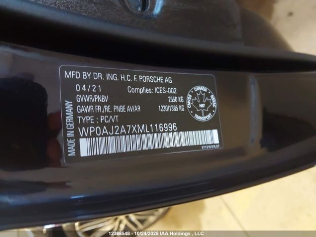 WP0AJ2A7XML116996 2021 PORSCHE Panamera